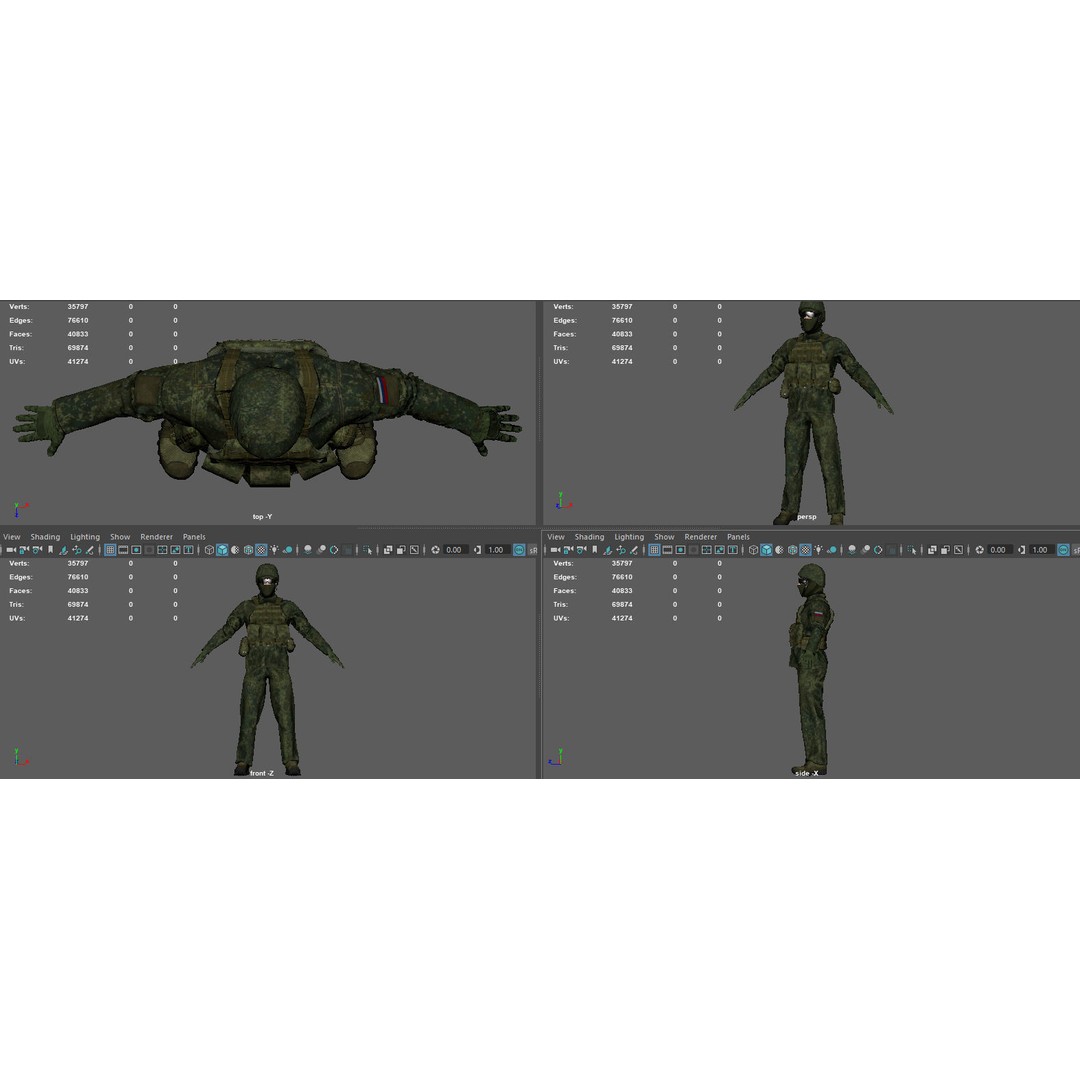 Soldier 3D Model – Camouflage Military Character, FBX, PBR Textures - View 17