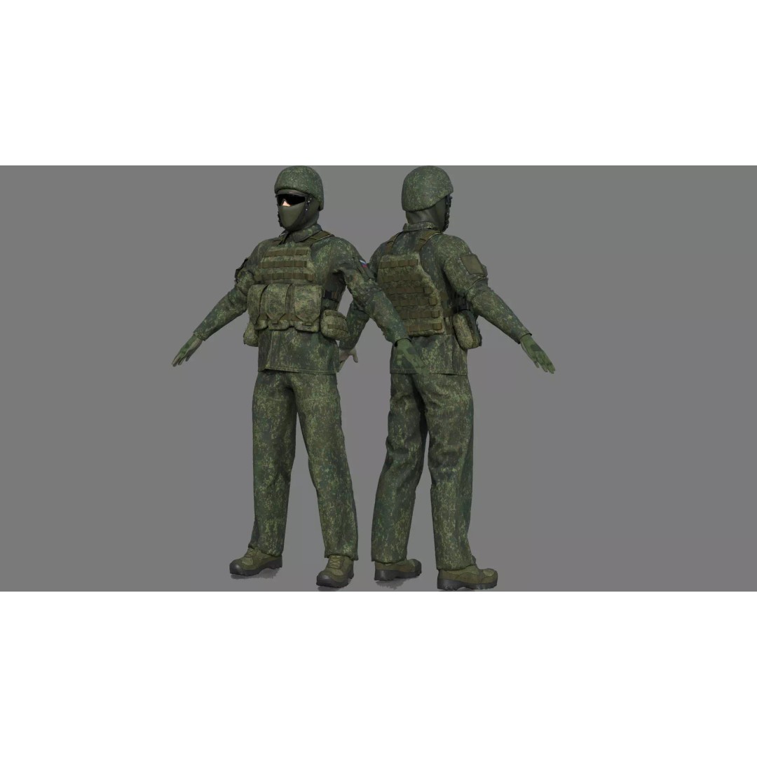 Soldier 3D Model – Camouflage Military Character, FBX, PBR Textures - View 2