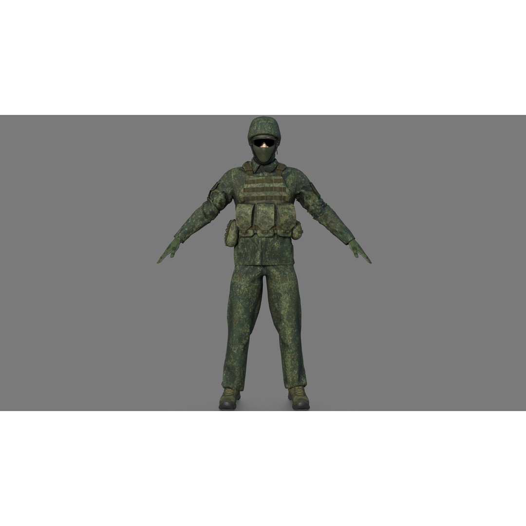 Soldier 3D Model – Camouflage Military Character, FBX, PBR Textures - View 3