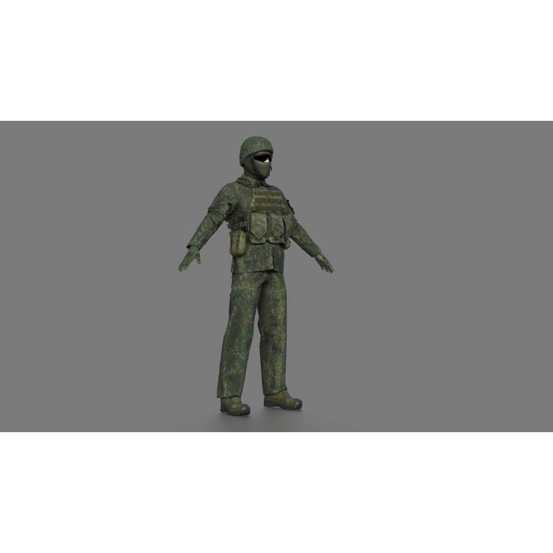 Soldier 3D Model – Camouflage Military Character, FBX, PBR Textures - View 4
