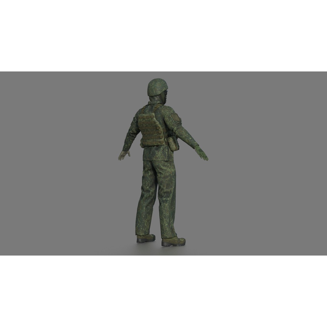Soldier 3D Model – Camouflage Military Character, FBX, PBR Textures - View 6