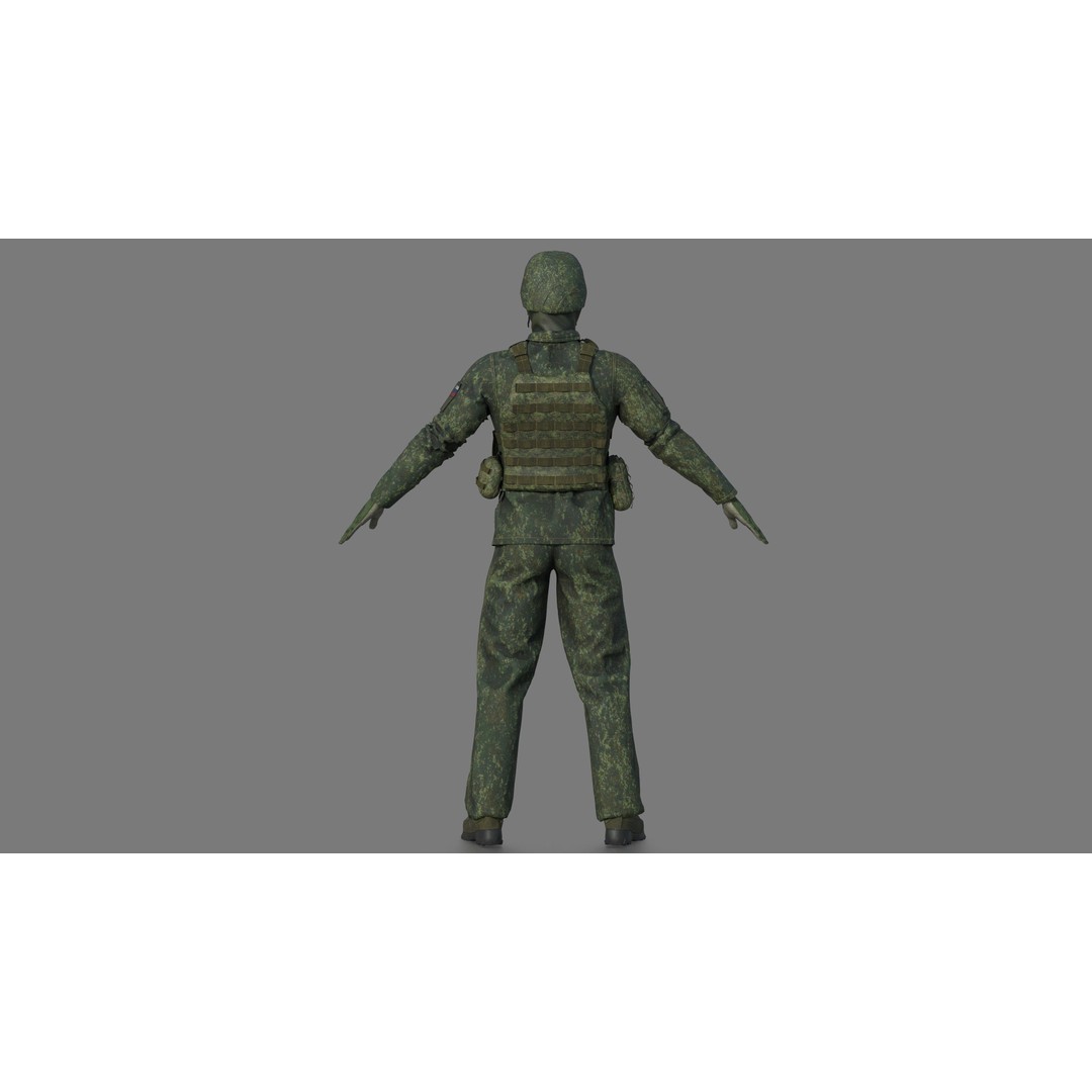 Soldier 3D Model – Camouflage Military Character, FBX, PBR Textures - View 7