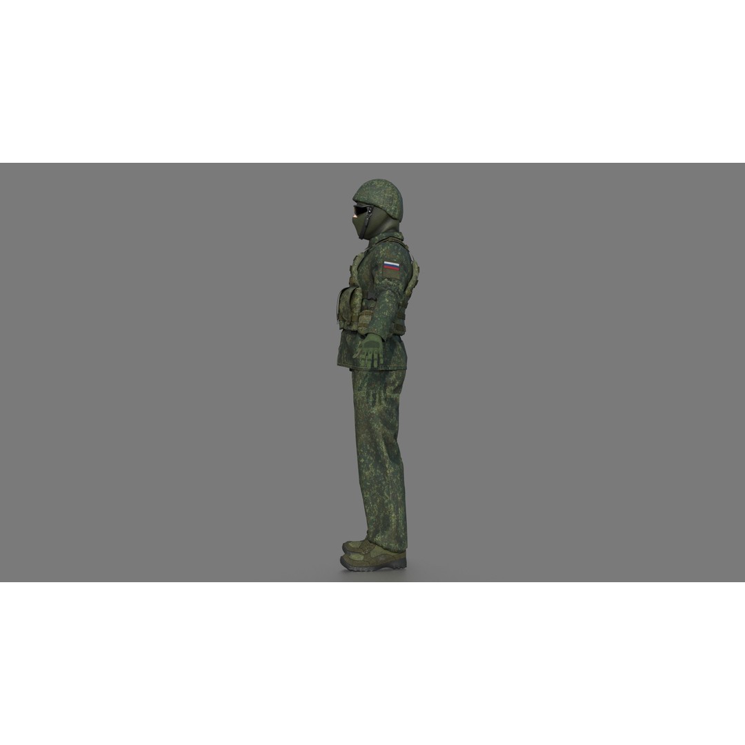 Soldier 3D Model – Camouflage Military Character, FBX, PBR Textures - View 9