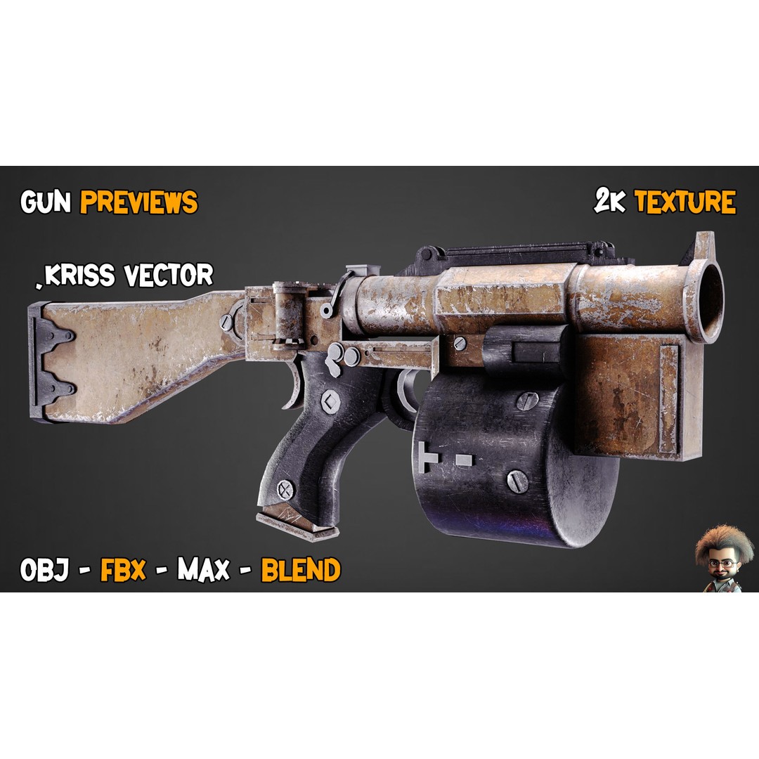 55 Game-Ready Guns 3D Model – Low-Poly Weapons Pack, FBX, OBJ - View 10