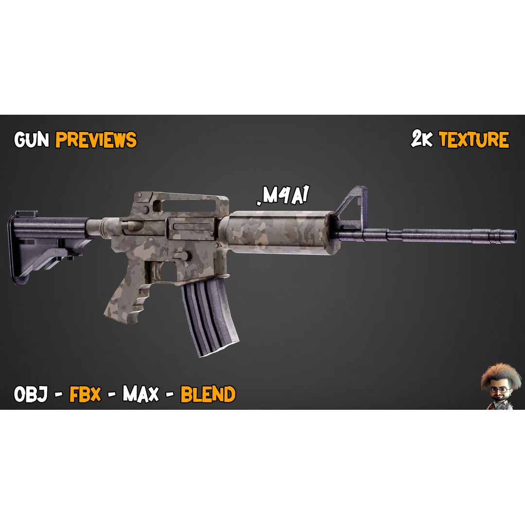 55 Game-Ready Guns 3D Model – Low-Poly Weapons Pack, FBX, OBJ - View 11