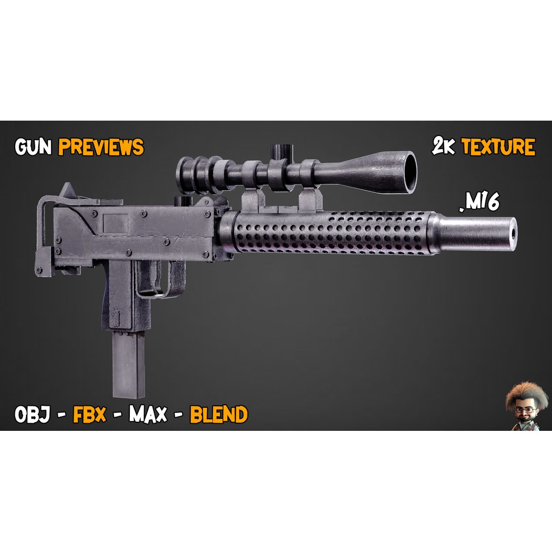 55 Game-Ready Guns 3D Model – Low-Poly Weapons Pack, FBX, OBJ - View 12