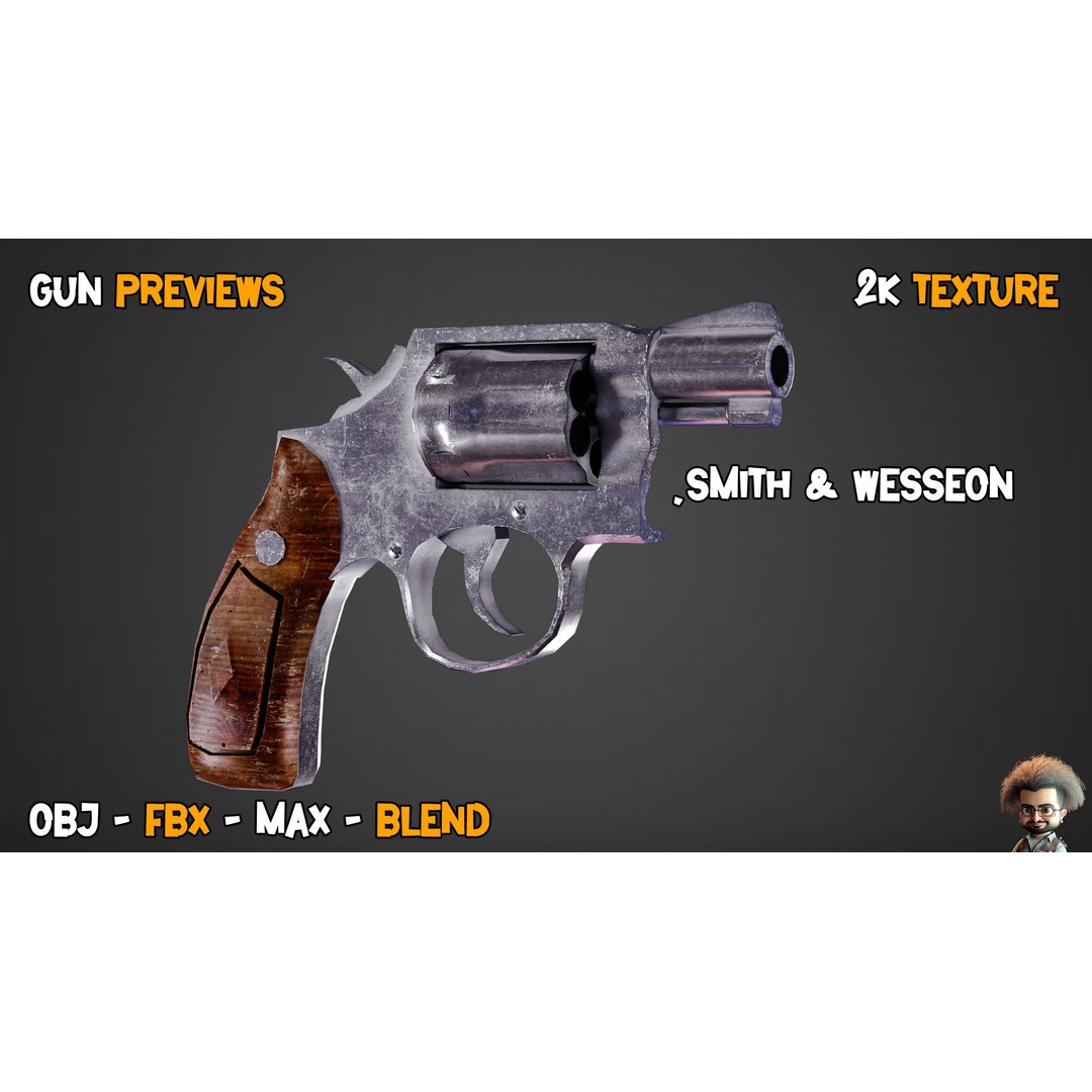 55 Game-Ready Guns 3D Model – Low-Poly Weapons Pack, FBX, OBJ - View 13