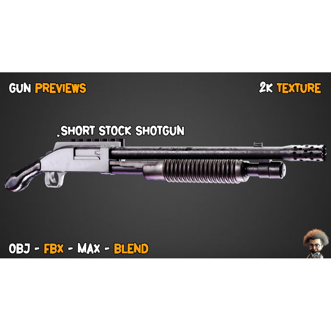 55 Game-Ready Guns 3D Model – Low-Poly Weapons Pack, FBX, OBJ - View 15