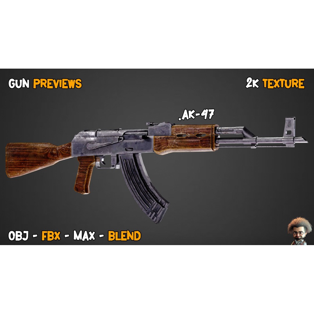 55 Game-Ready Guns 3D Model – Low-Poly Weapons Pack, FBX, OBJ - View 17