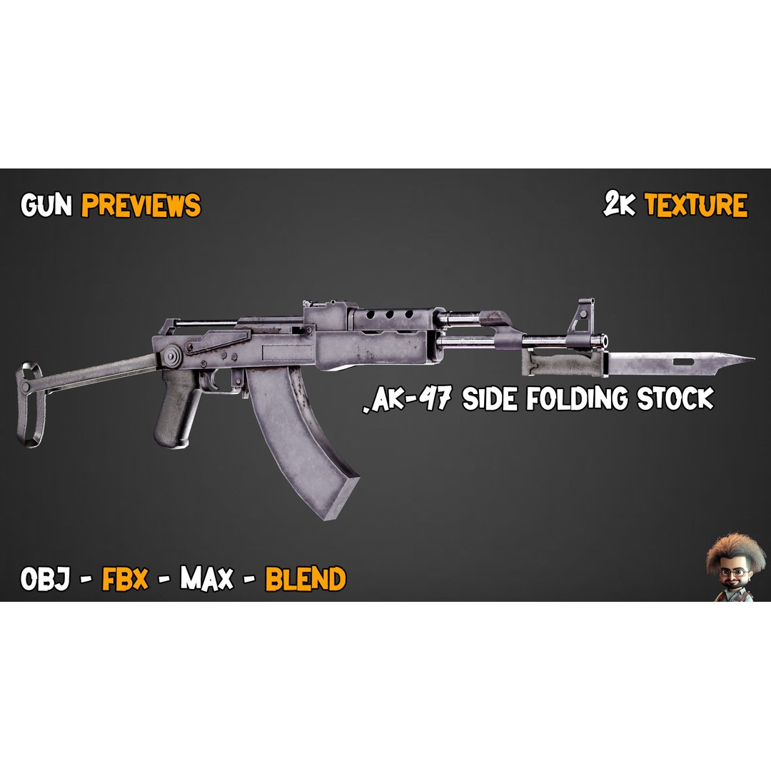 55 Game-Ready Guns 3D Model – Low-Poly Weapons Pack, FBX, OBJ - View 18