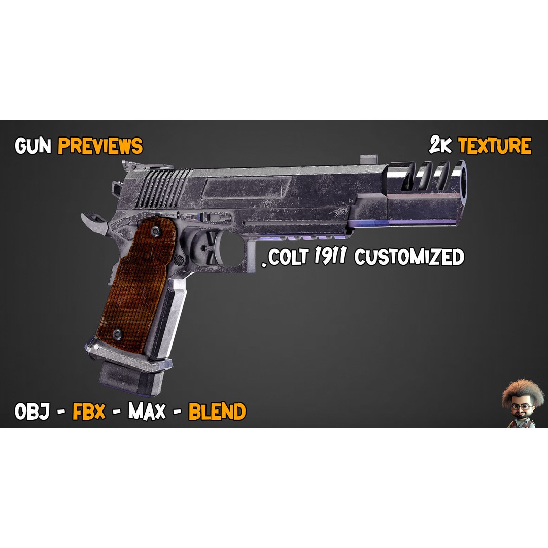 55 Game-Ready Guns 3D Model – Low-Poly Weapons Pack, FBX, OBJ - View 19