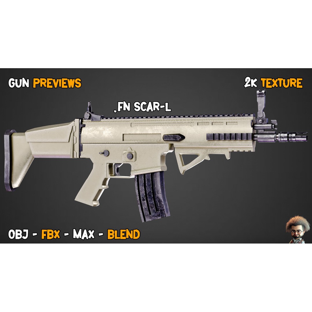 55 Game-Ready Guns 3D Model – Low-Poly Weapons Pack, FBX, OBJ - View 20