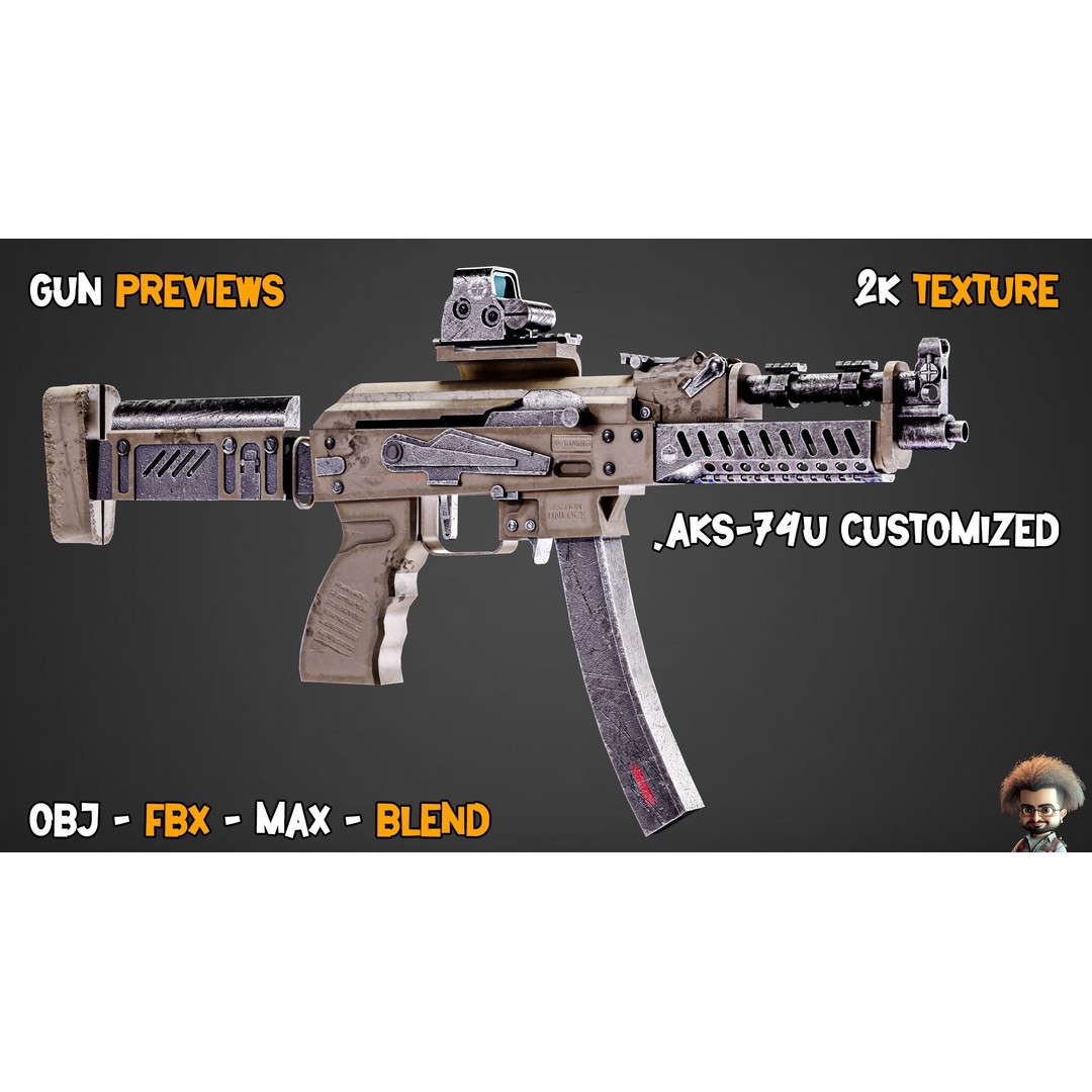 55 Game-Ready Guns 3D Model – Low-Poly Weapons Pack, FBX, OBJ - View 24