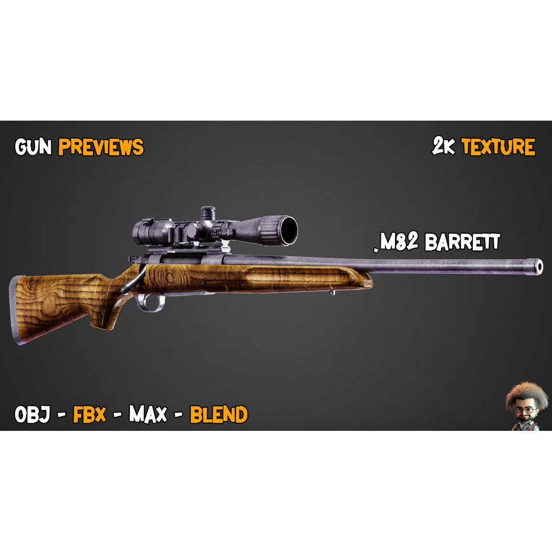55 Game-Ready Guns 3D Model – Low-Poly Weapons Pack, FBX, OBJ - View 25