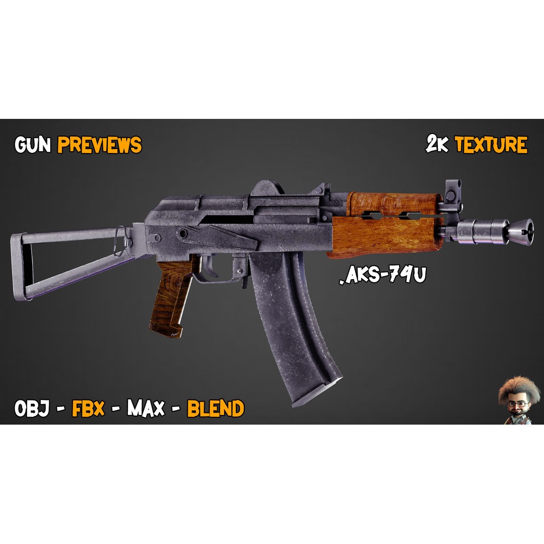 55 Game-Ready Guns 3D Model – Low-Poly Weapons Pack, FBX, OBJ - View 26