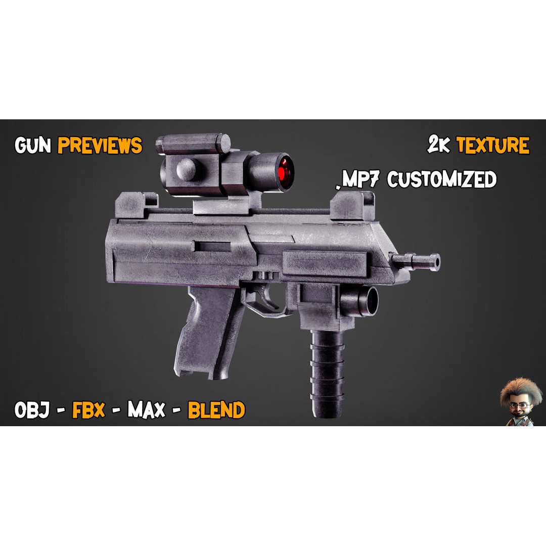 55 Game-Ready Guns 3D Model – Low-Poly Weapons Pack, FBX, OBJ - View 27