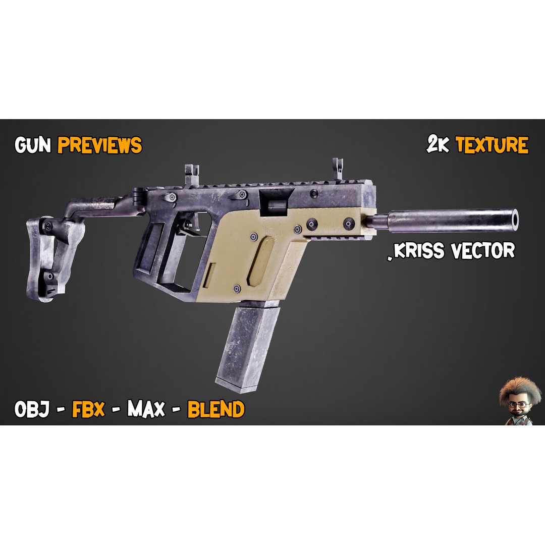 55 Game-Ready Guns 3D Model – Low-Poly Weapons Pack, FBX, OBJ - View 28