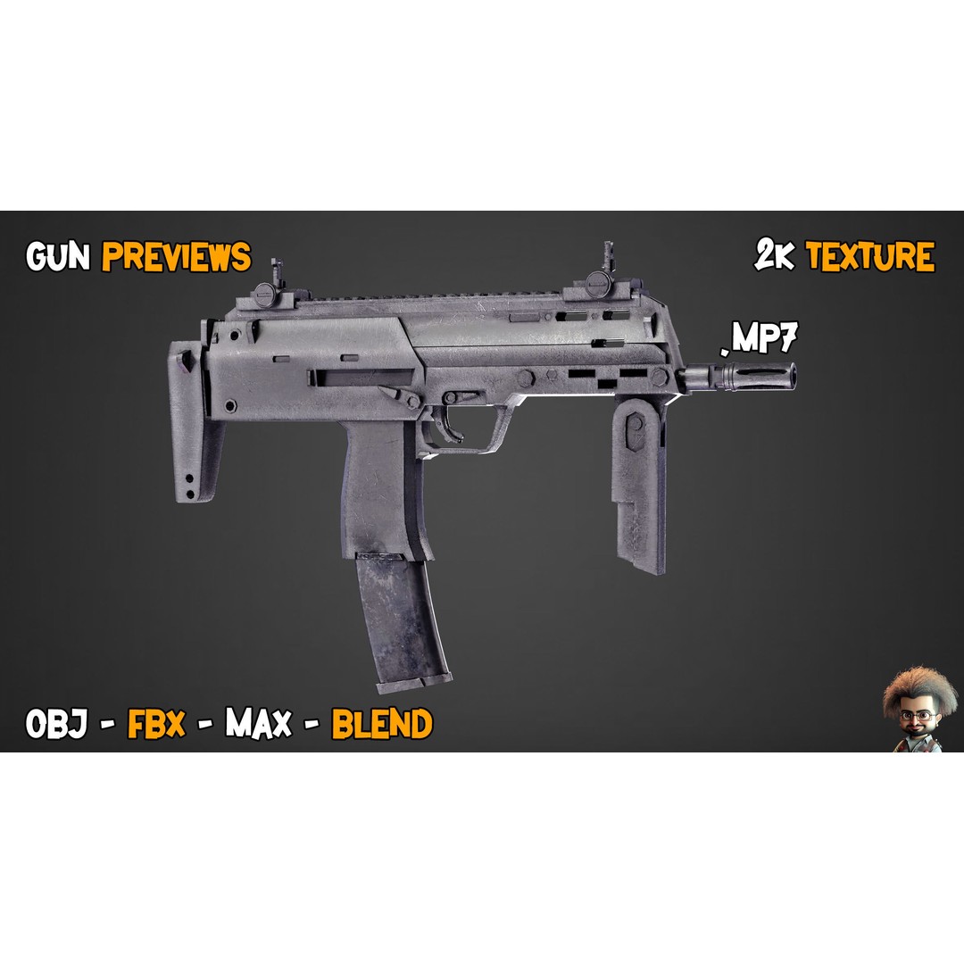 55 Game-Ready Guns 3D Model – Low-Poly Weapons Pack, FBX, OBJ - View 30