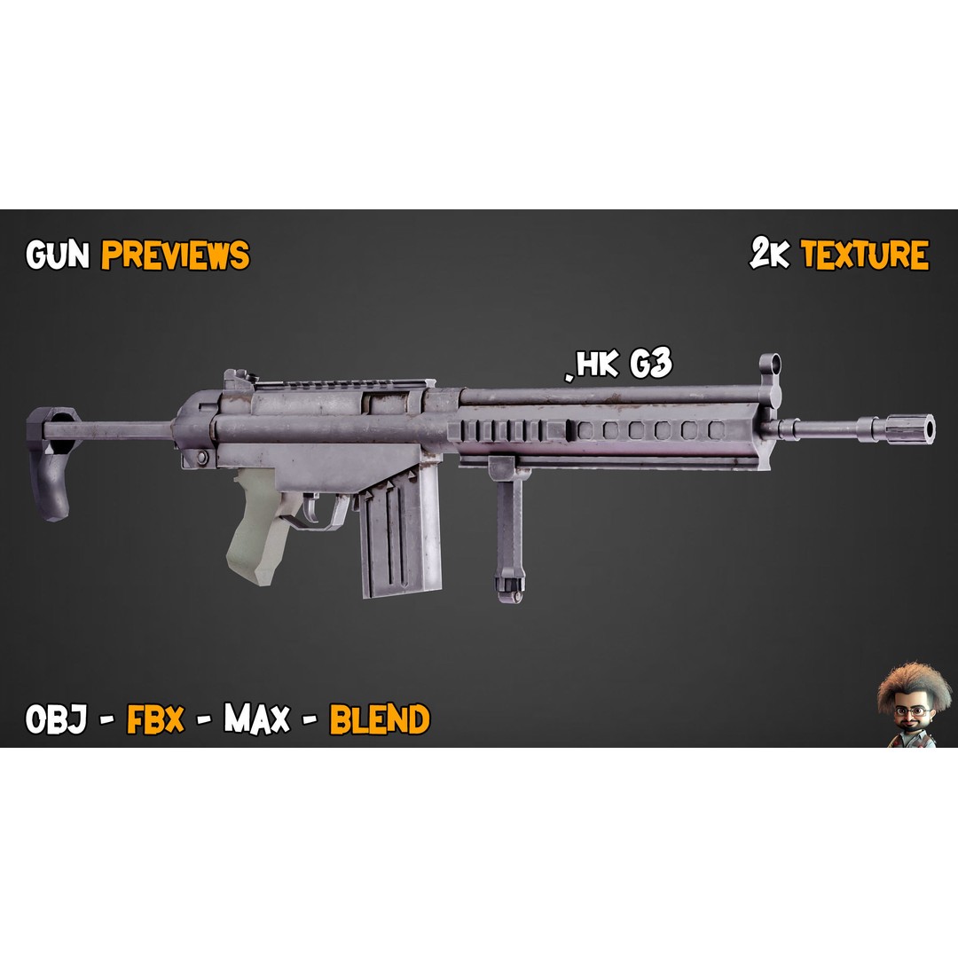 55 Game-Ready Guns 3D Model – Low-Poly Weapons Pack, FBX, OBJ - View 31
