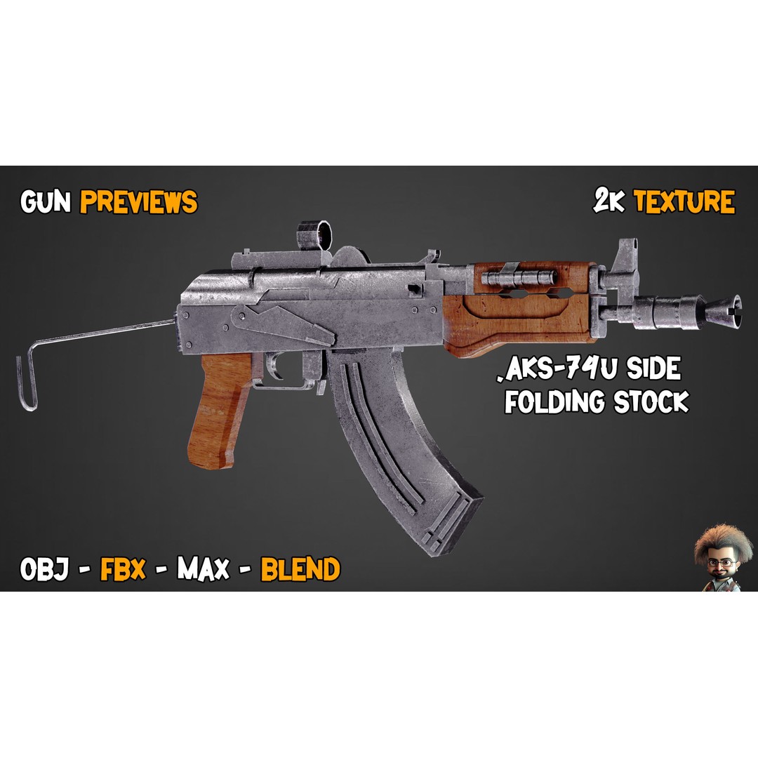55 Game-Ready Guns 3D Model – Low-Poly Weapons Pack, FBX, OBJ - View 32