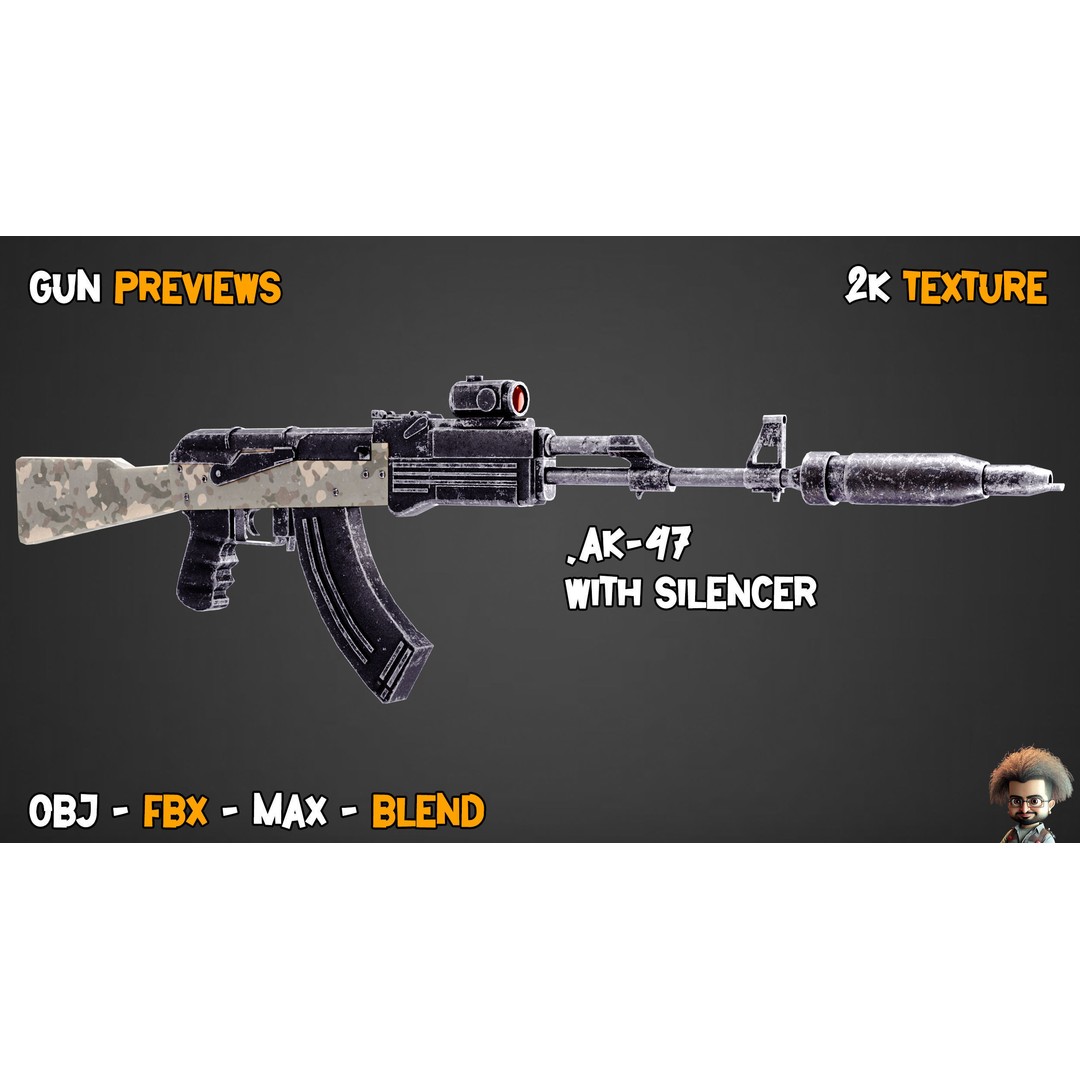 55 Game-Ready Guns 3D Model – Low-Poly Weapons Pack, FBX, OBJ - View 33