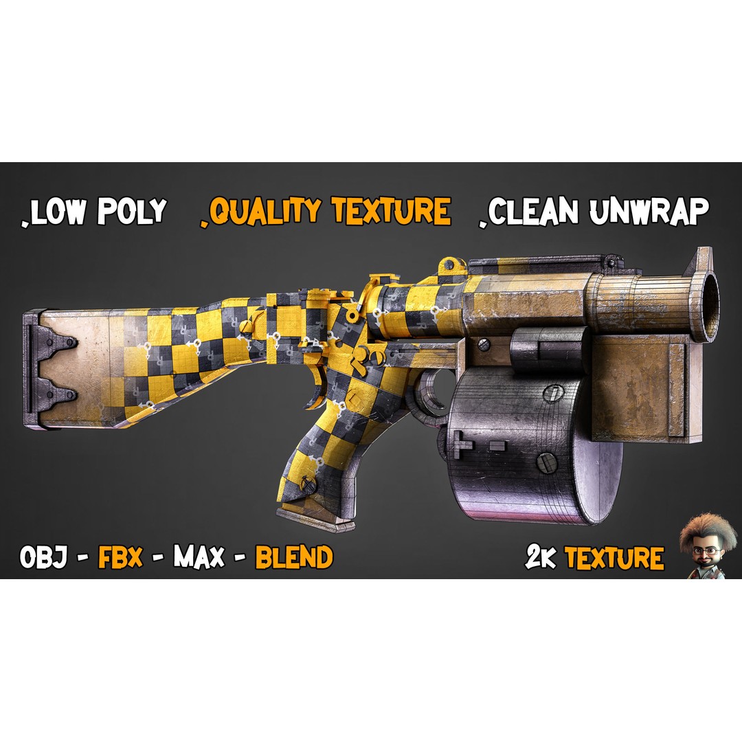 55 Game-Ready Guns 3D Model – Low-Poly Weapons Pack, FBX, OBJ - View 4