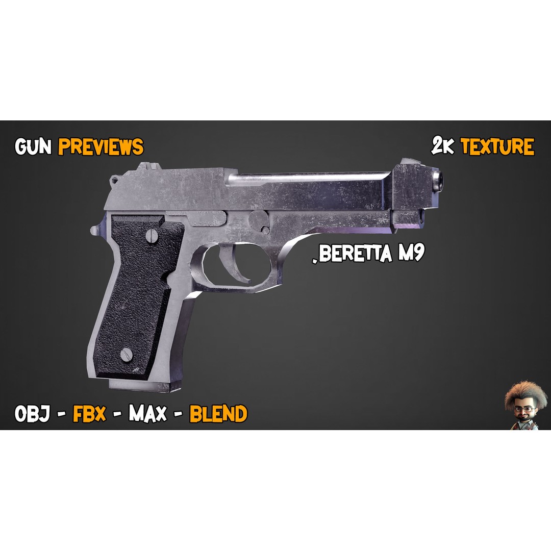 55 Game-Ready Guns 3D Model – Low-Poly Weapons Pack, FBX, OBJ - View 40