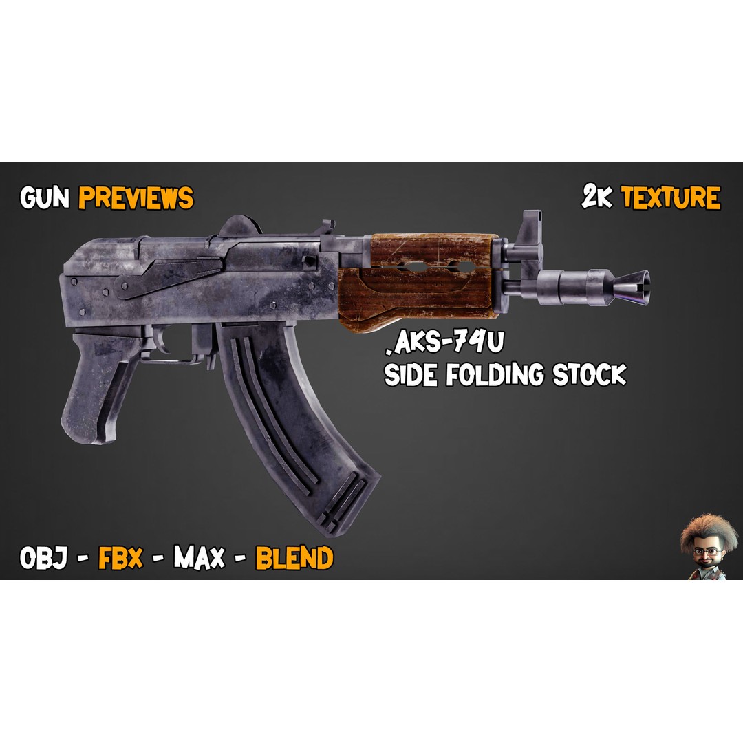 55 Game-Ready Guns 3D Model – Low-Poly Weapons Pack, FBX, OBJ - View 41