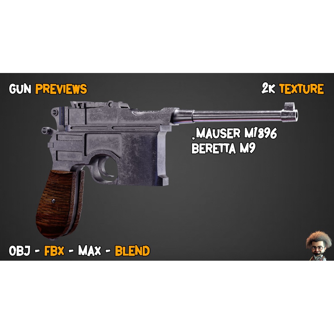 55 Game-Ready Guns 3D Model – Low-Poly Weapons Pack, FBX, OBJ - View 45