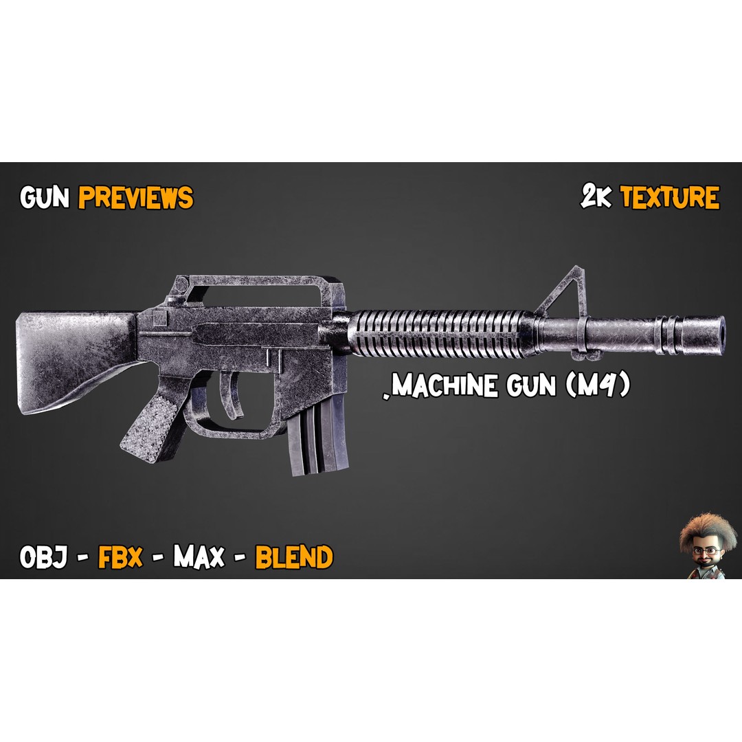 55 Game-Ready Guns 3D Model – Low-Poly Weapons Pack, FBX, OBJ - View 46