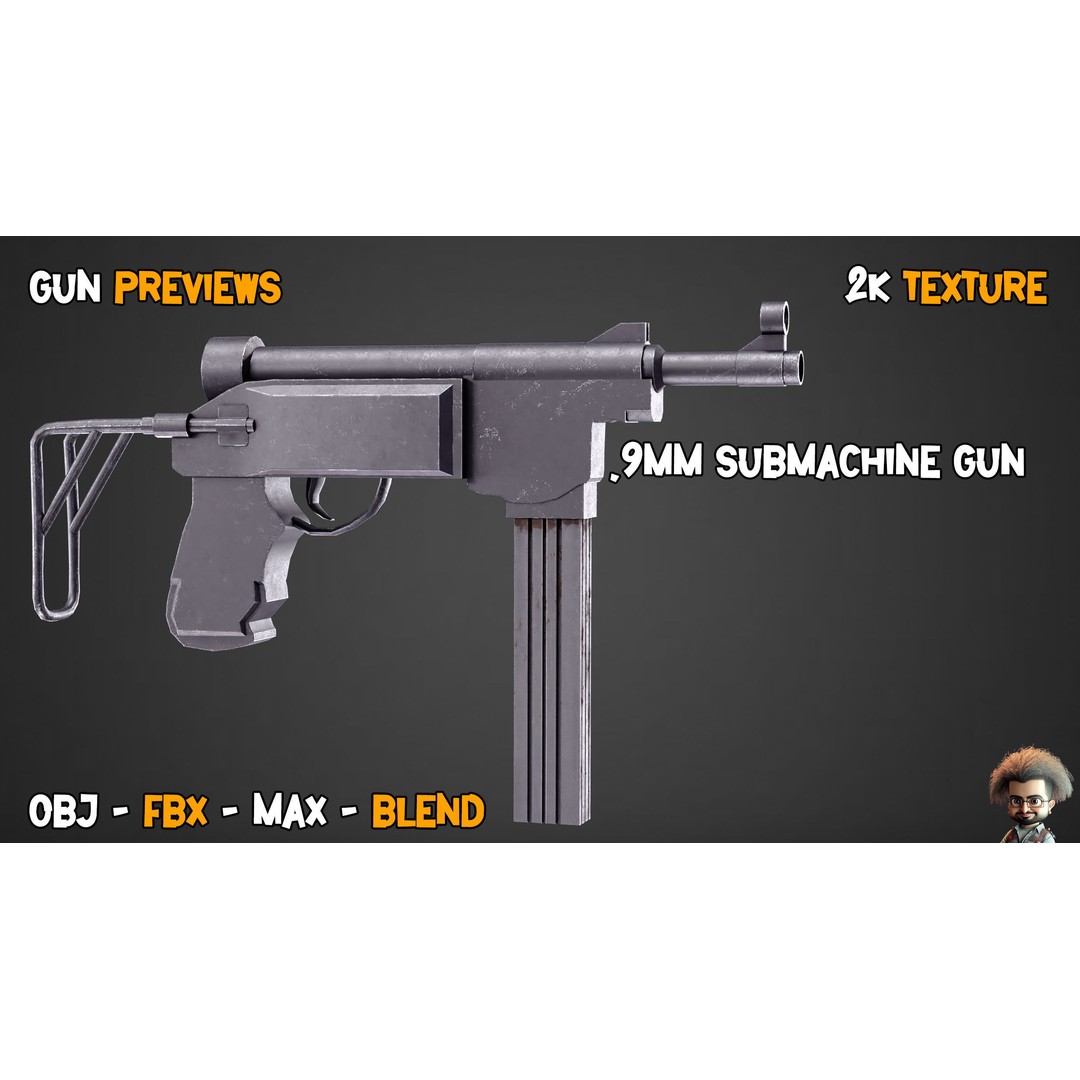 55 Game-Ready Guns 3D Model – Low-Poly Weapons Pack, FBX, OBJ - View 47