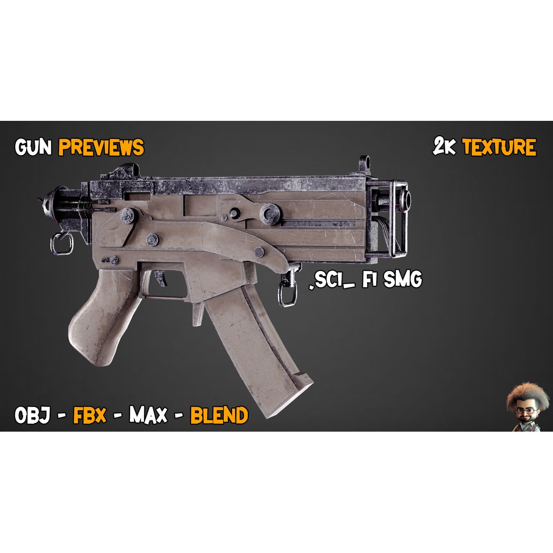 55 Game-Ready Guns 3D Model – Low-Poly Weapons Pack, FBX, OBJ - View 48