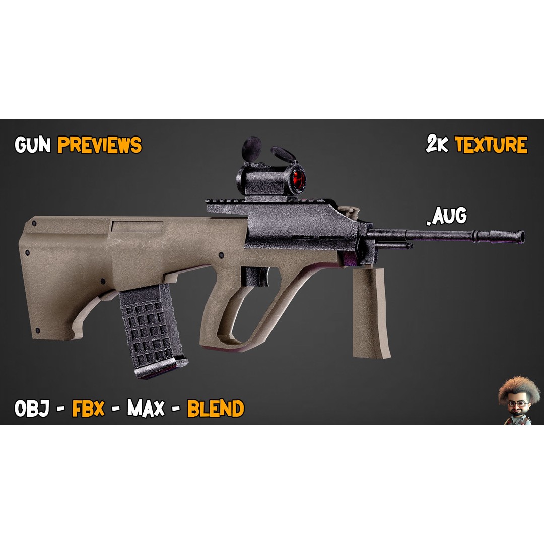 55 Game-Ready Guns 3D Model – Low-Poly Weapons Pack, FBX, OBJ - View 49