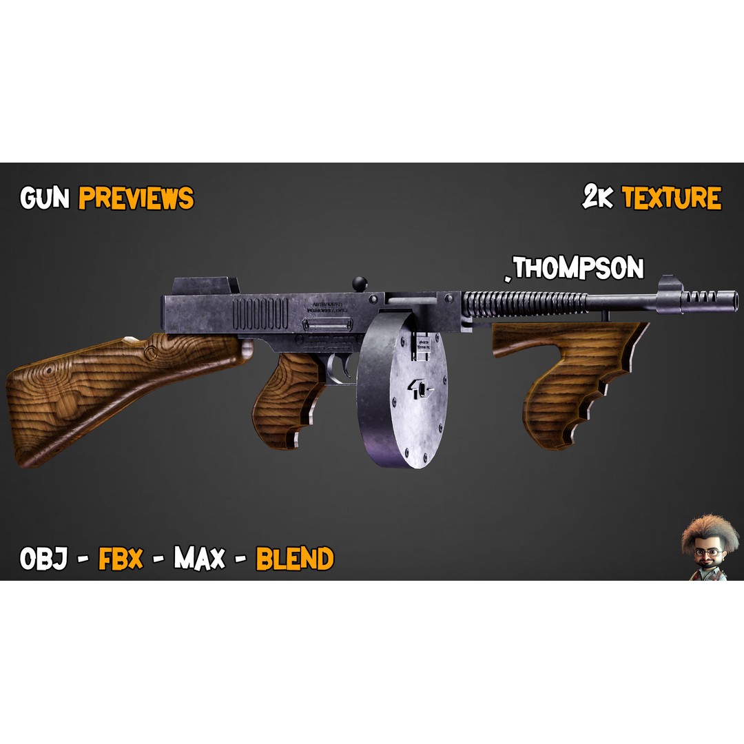 55 Game-Ready Guns 3D Model – Low-Poly Weapons Pack, FBX, OBJ - View 5