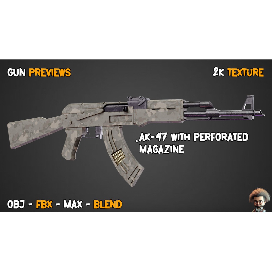 55 Game-Ready Guns 3D Model – Low-Poly Weapons Pack, FBX, OBJ - View 51