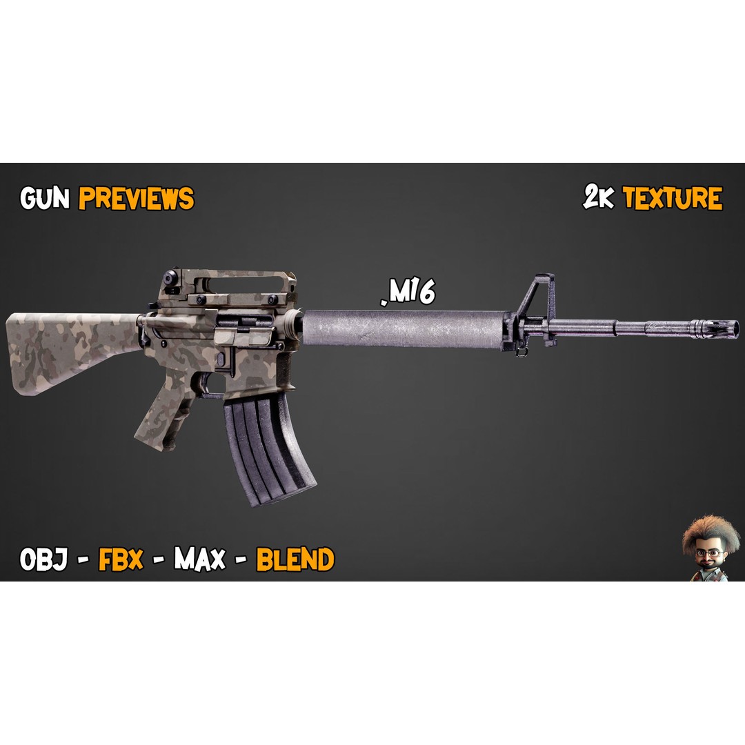 55 Game-Ready Guns 3D Model – Low-Poly Weapons Pack, FBX, OBJ - View 52