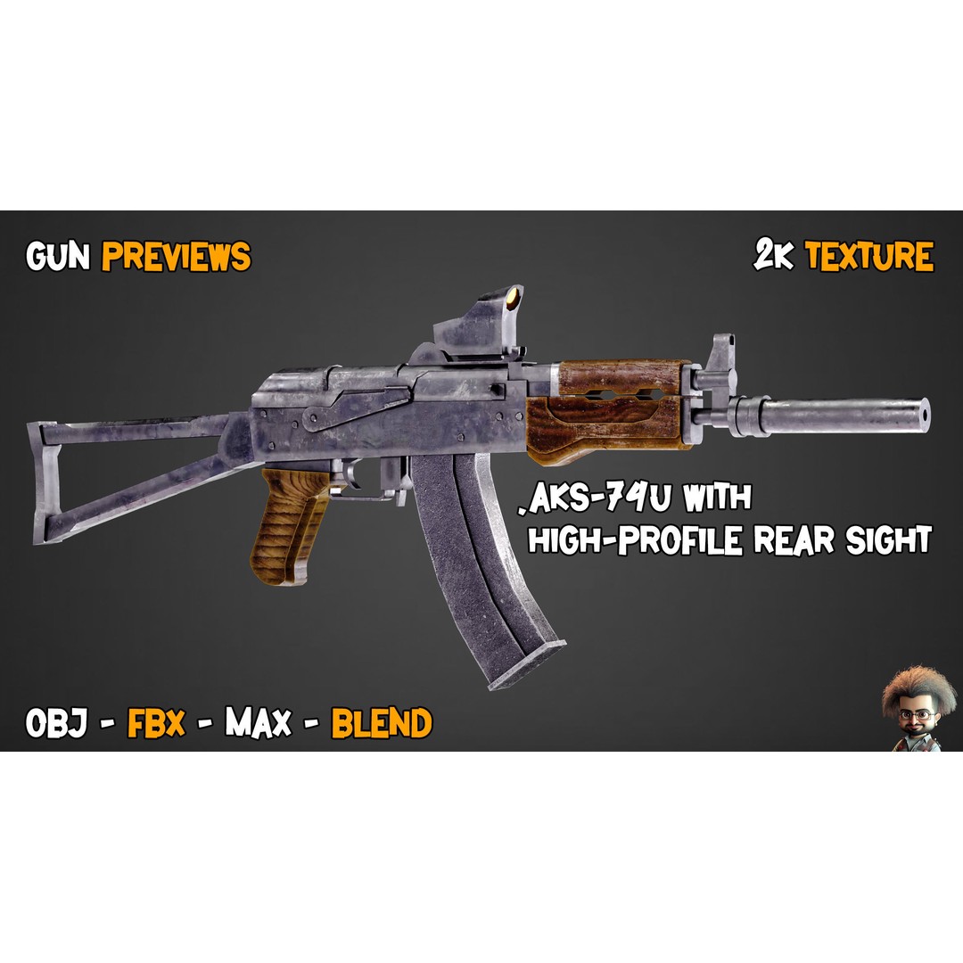 55 Game-Ready Guns 3D Model – Low-Poly Weapons Pack, FBX, OBJ - View 53