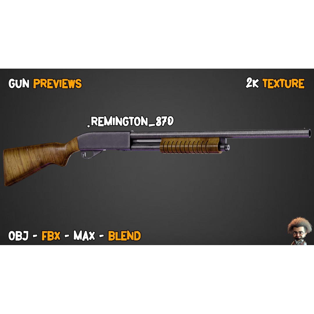 55 Game-Ready Guns 3D Model – Low-Poly Weapons Pack, FBX, OBJ - View 55