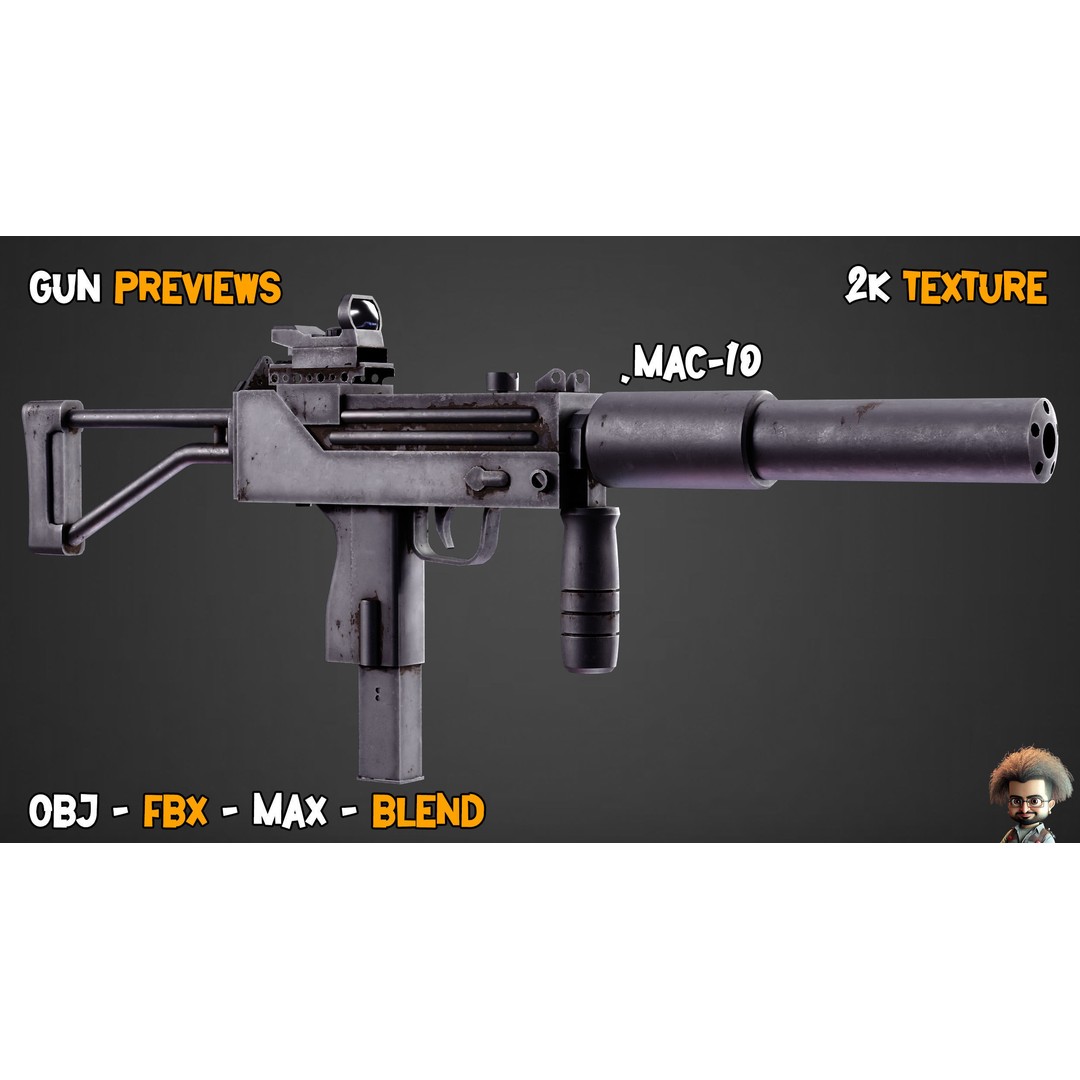 55 Game-Ready Guns 3D Model – Low-Poly Weapons Pack, FBX, OBJ - View 7