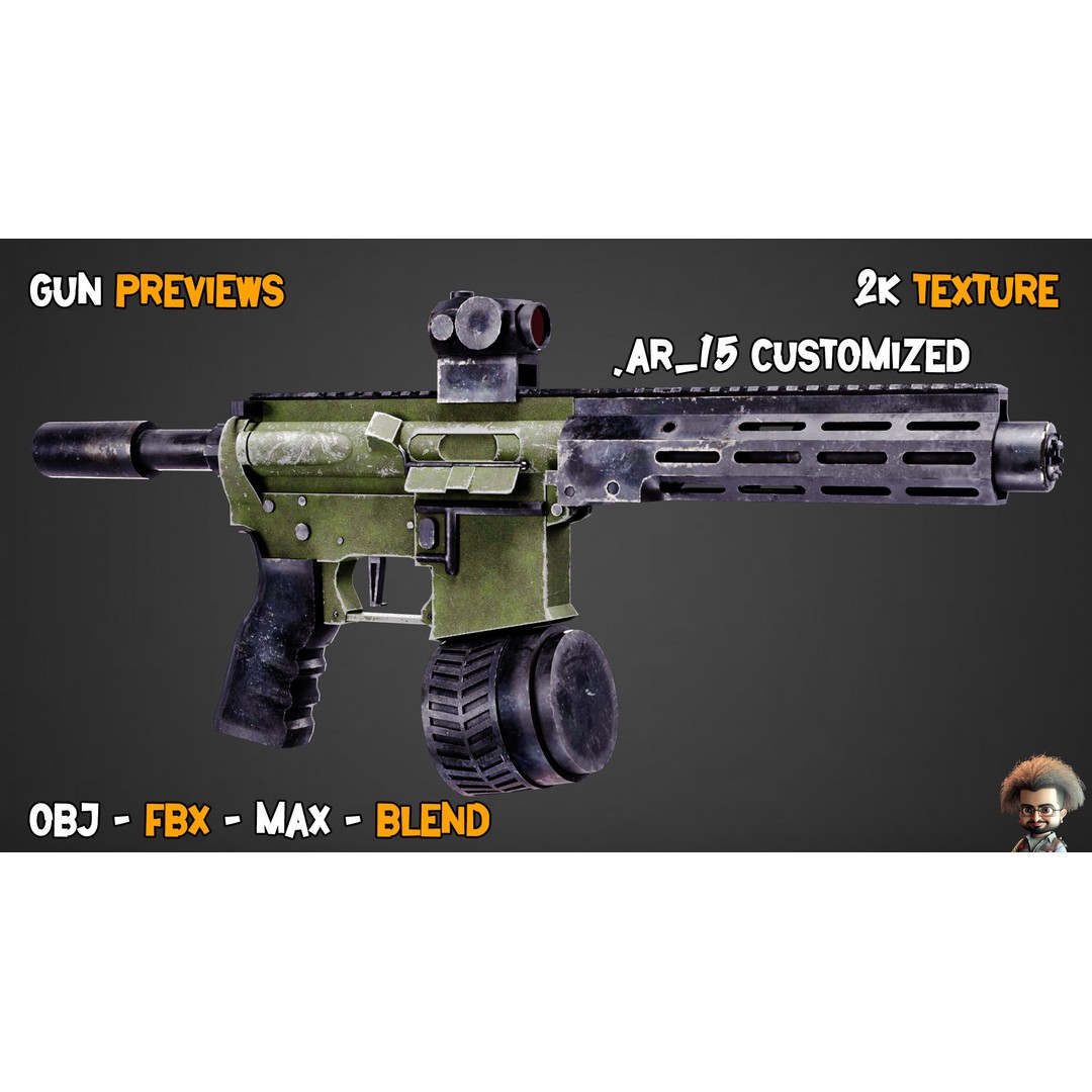 55 Game-Ready Guns 3D Model – Low-Poly Weapons Pack, FBX, OBJ - View 8