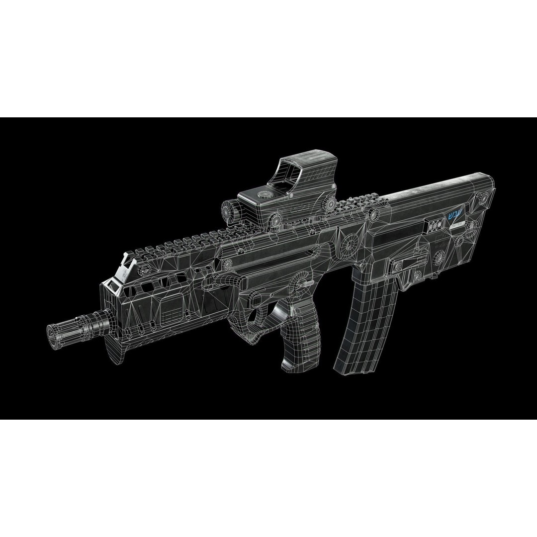 IWI Tavor X95 3D Model – Low Poly Game Ready Rifle, FBX, OBJ