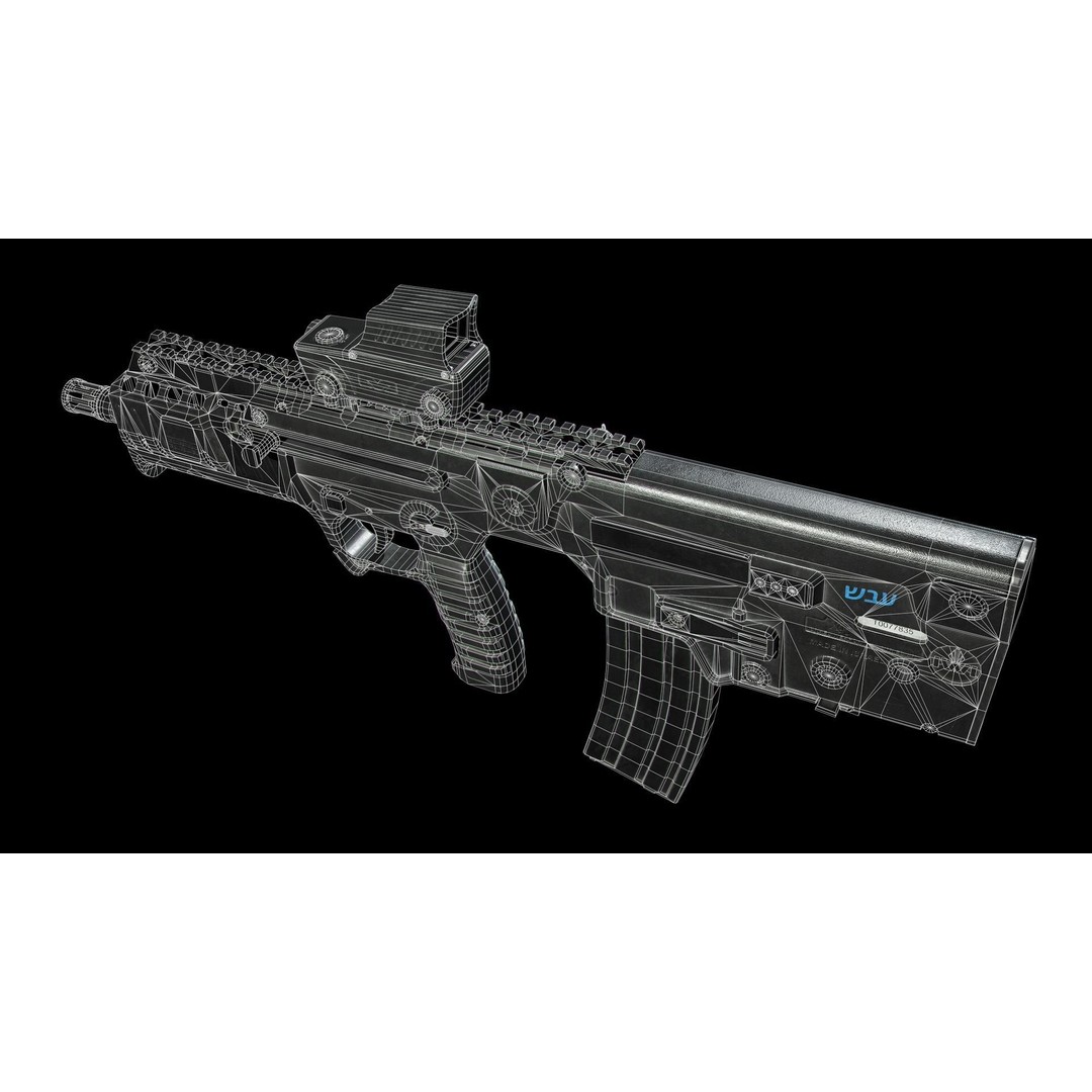 IWI Tavor X95 3D Model – Low Poly Game Ready Rifle, FBX, OBJ - View 10