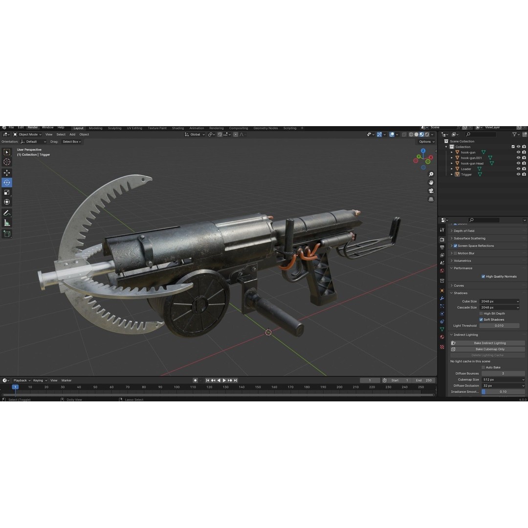 Grappling Hook Gun 3D Model – Low Poly PBR Game Asset, FBX - View 28
