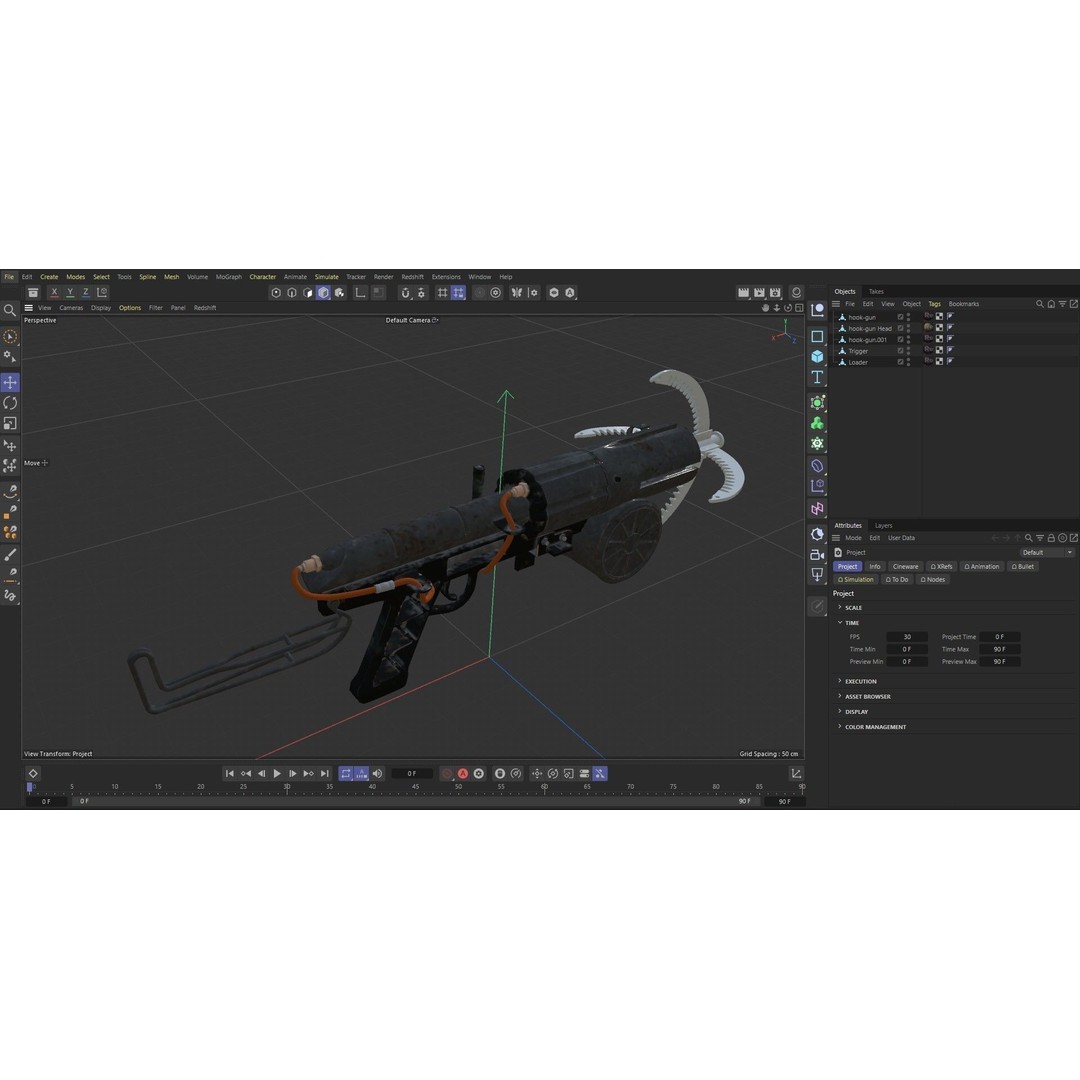 Grappling Hook Gun 3D Model – Low Poly PBR Game Asset, FBX - View 29