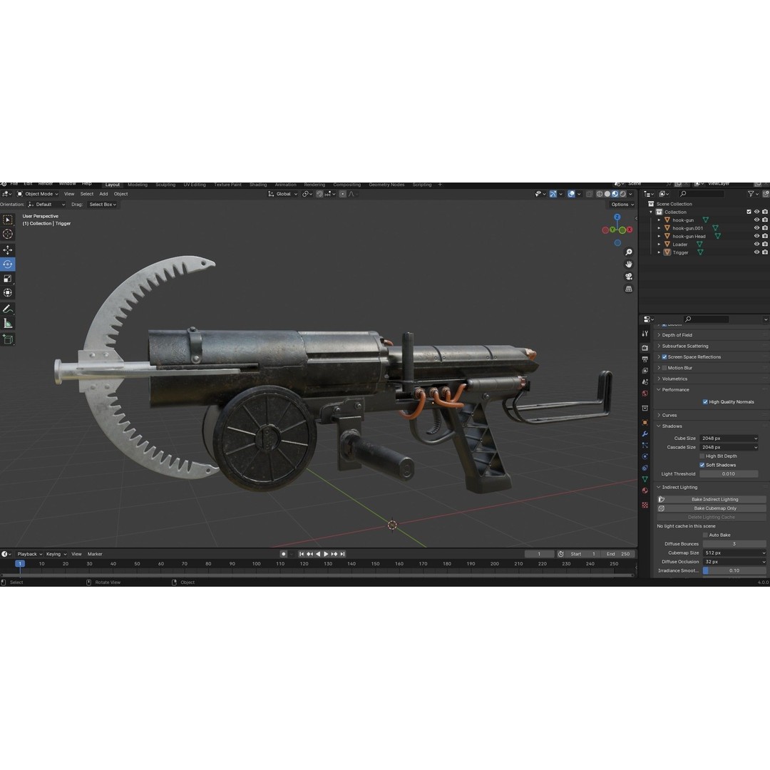 Grappling Hook Gun 3D Model – Low Poly PBR Game Asset, FBX - View 30