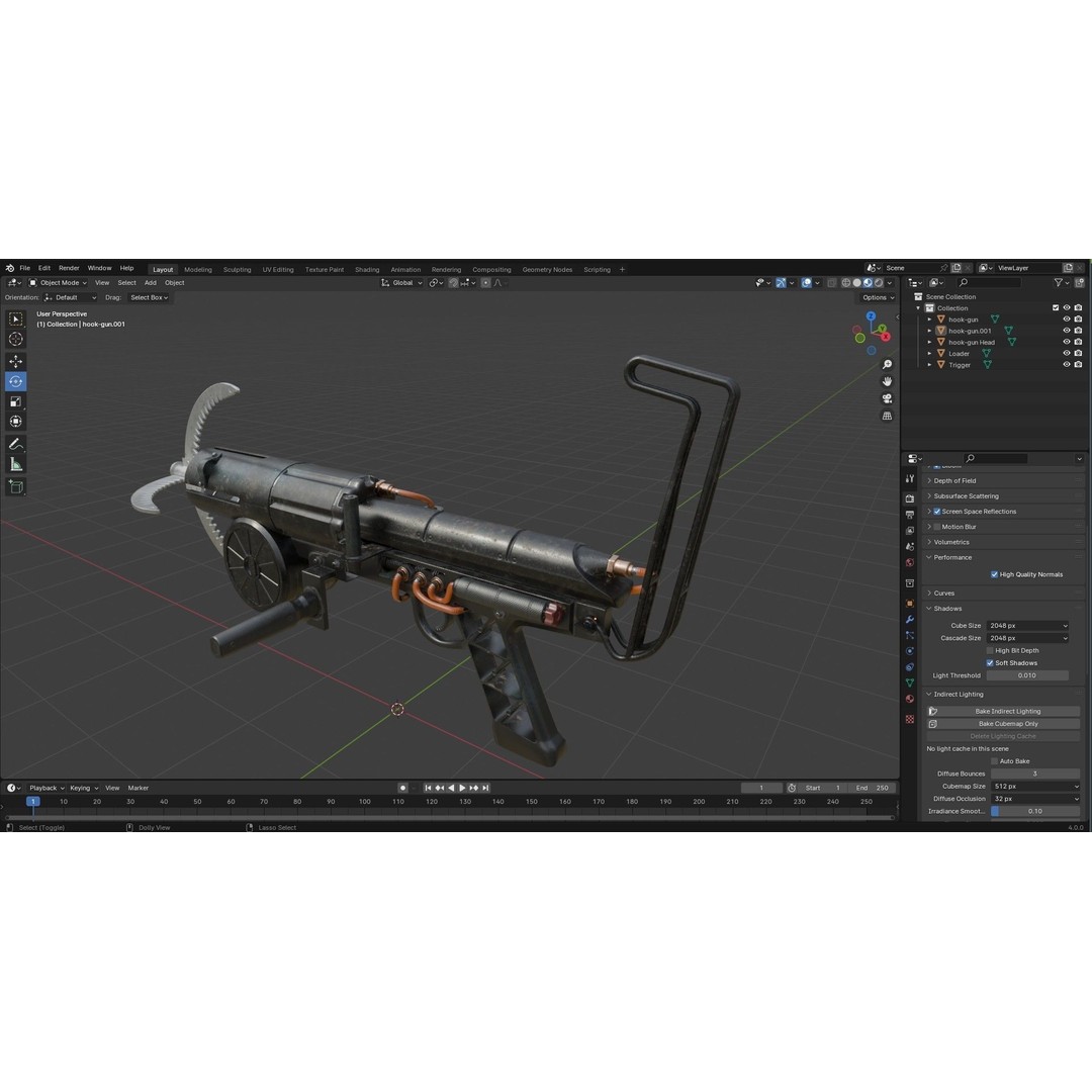 Grappling Hook Gun 3D Model – Low Poly PBR Game Asset, FBX - View 31