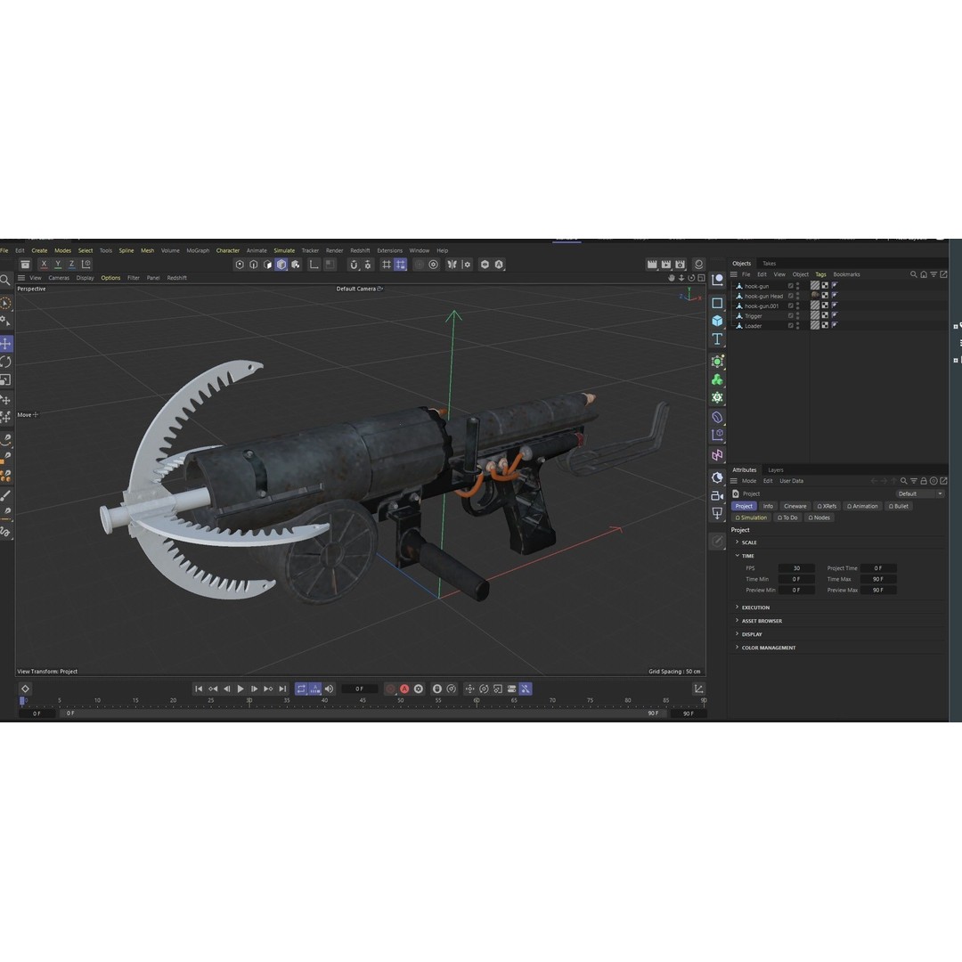 Grappling Hook Gun 3D Model – Low Poly PBR Game Asset, FBX - View 32