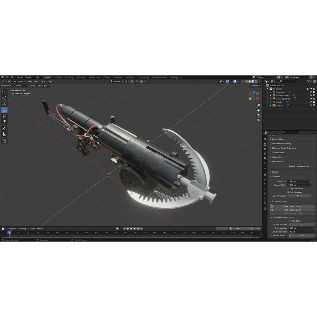 Grappling Hook Gun 3D Model – Low Poly PBR Game Asset, FBX - View 33