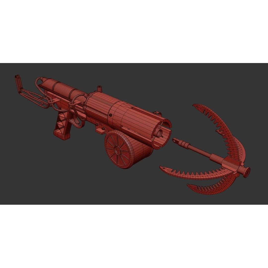 Grappling Hook Gun 3D Model – Low Poly PBR Game Asset, FBX - View 37