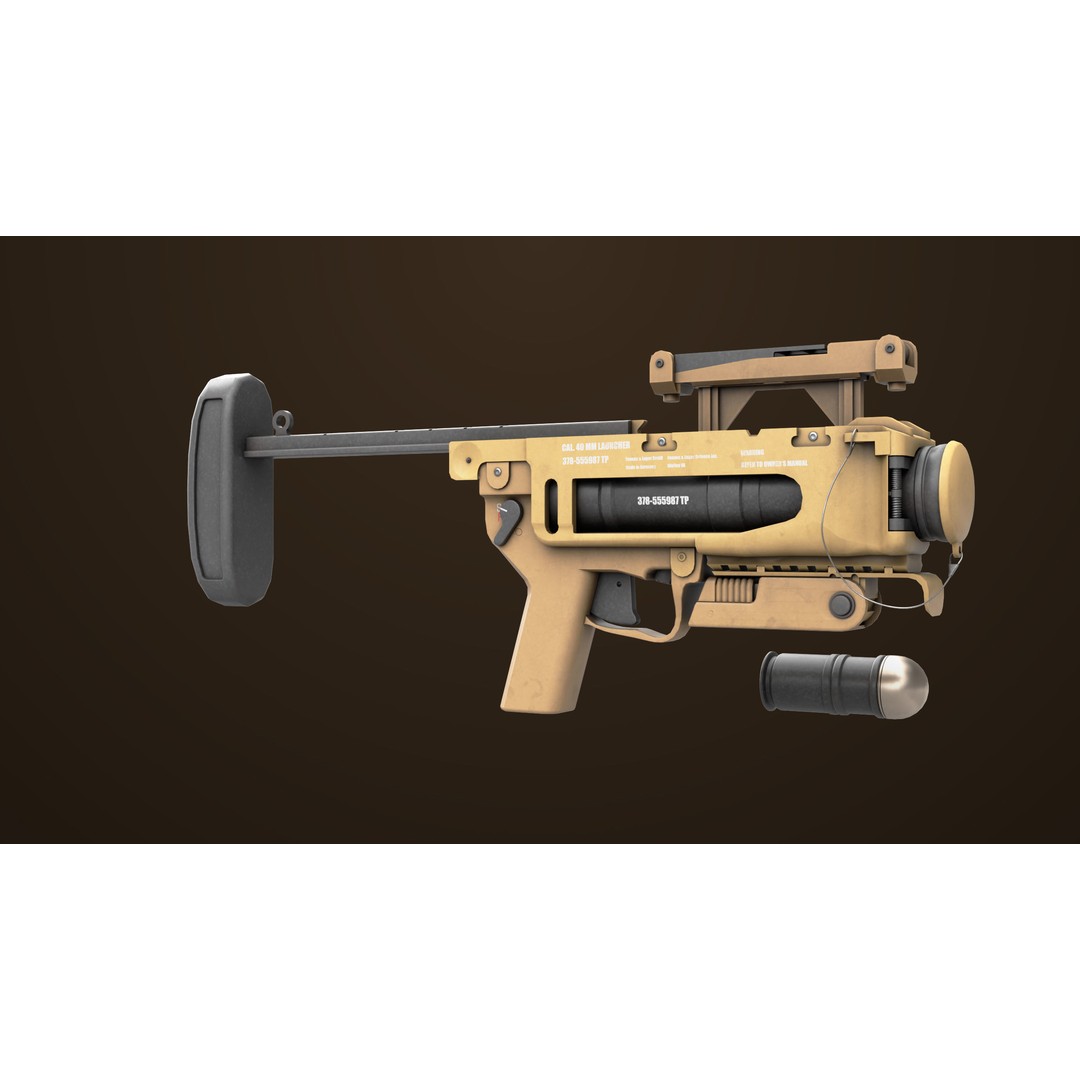 Grenade Launcher 3D Model – Low Poly PBR Asset for Games, FBX - View 10
